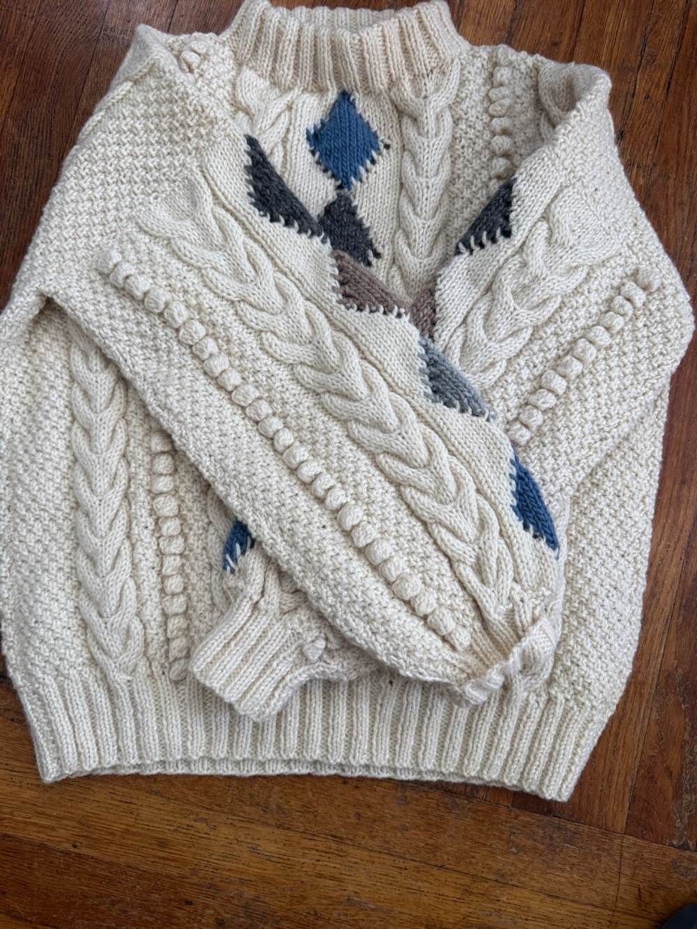 St. Andrews Hand-Knitted Cream Wool Sweater